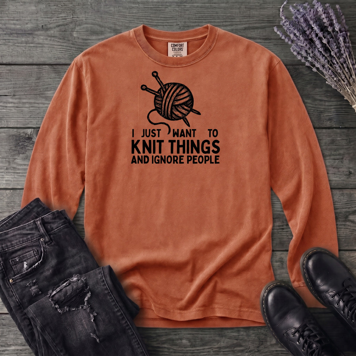 Knit Things And Ignore People Long Sleeve T-Shirt