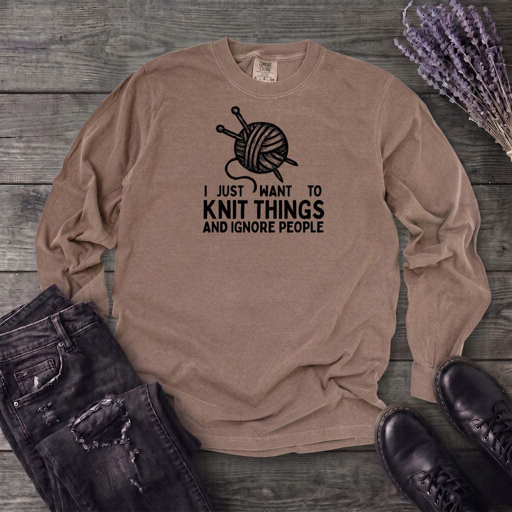 Knit Things And Ignore People Long Sleeve T-Shirt