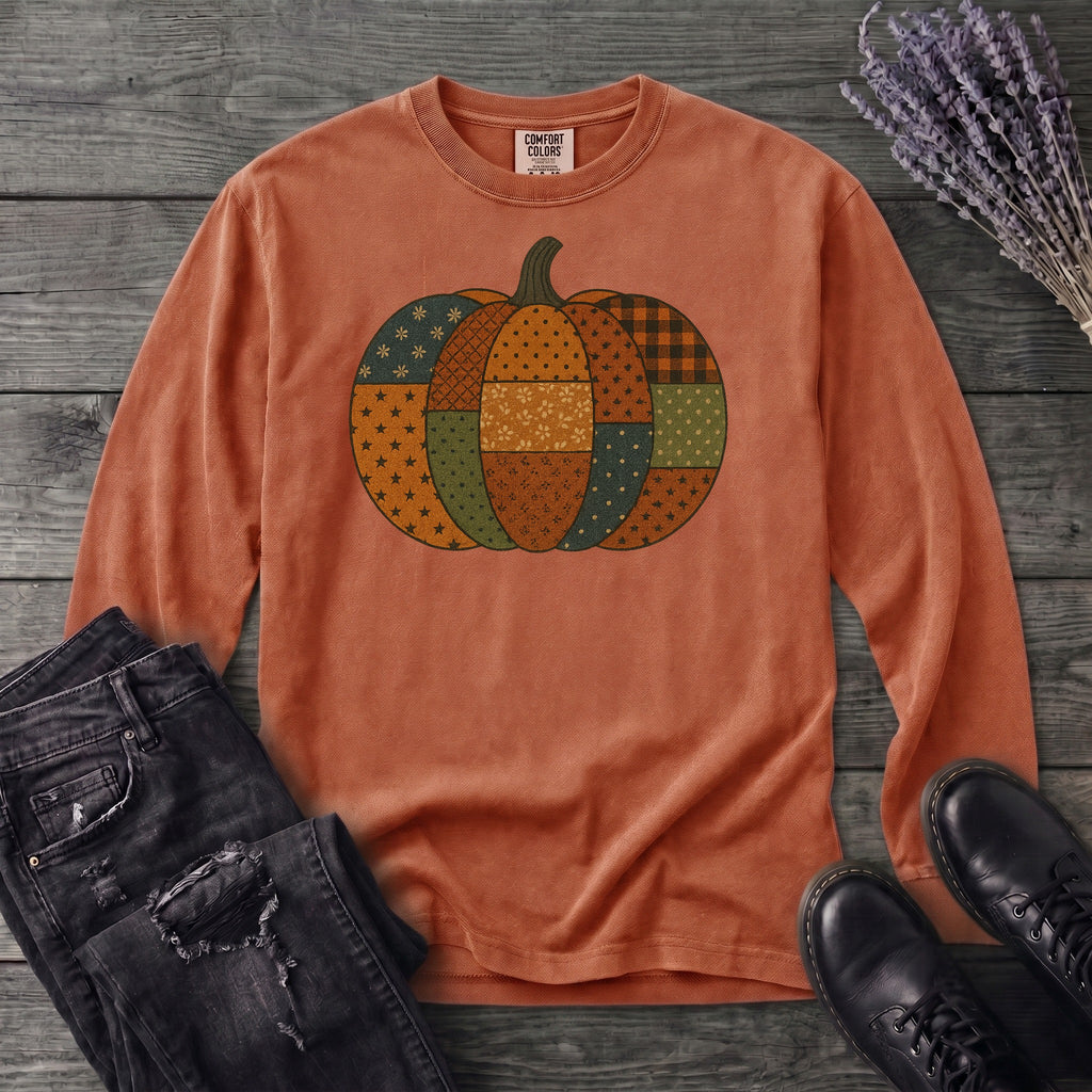 Patchwork Pumpkin Long Sleeve T-Shirt