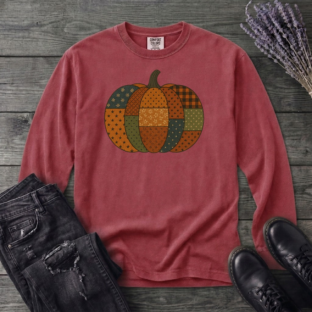 Patchwork Pumpkin Long Sleeve T-Shirt