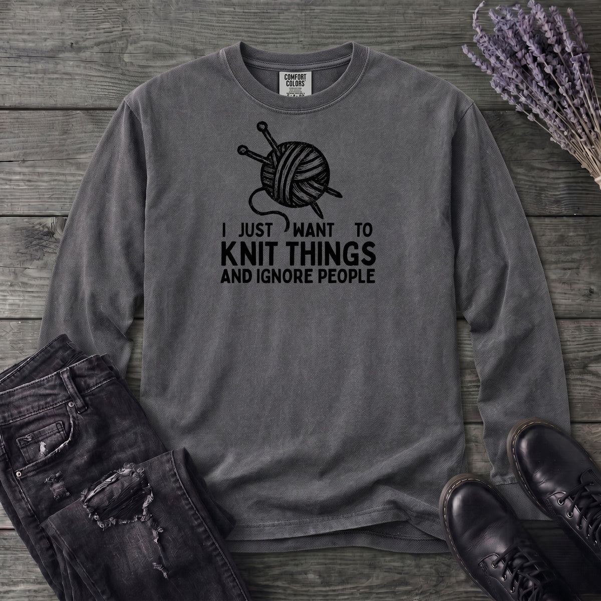 Knit Things And Ignore People Long Sleeve T-Shirt