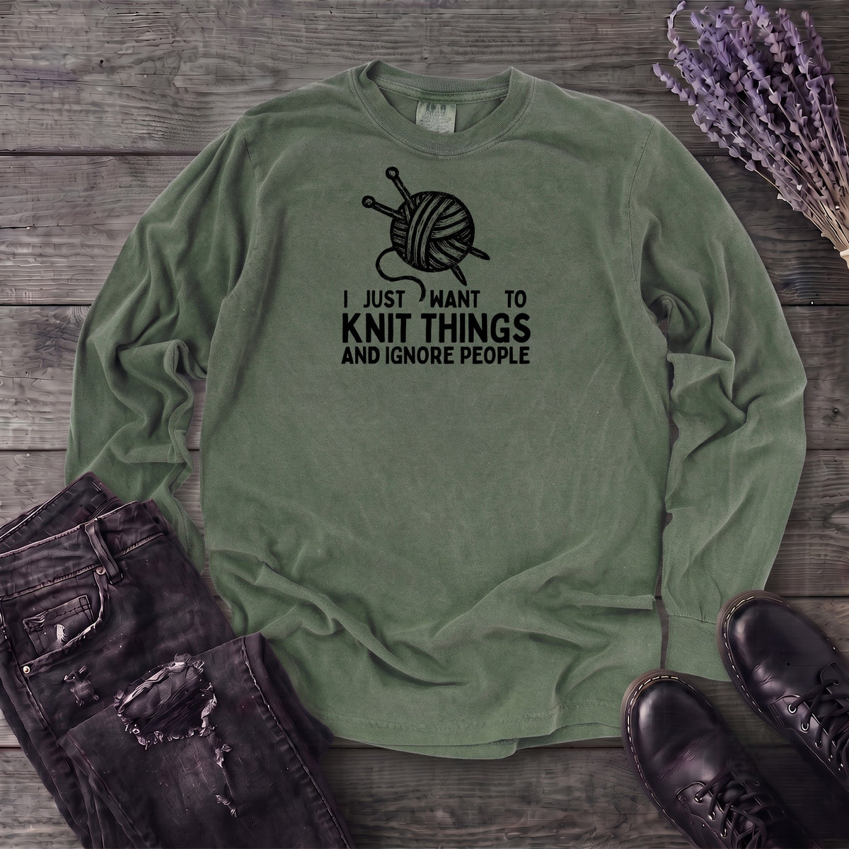 Knit Things And Ignore People Long Sleeve T-Shirt