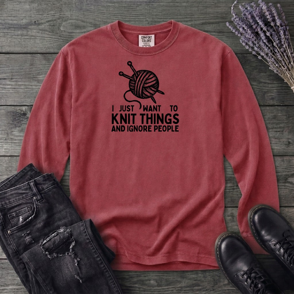 Knit Things And Ignore People Long Sleeve T-Shirt