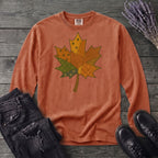Patchwork Maple Leaf Long Sleeve T-Shirt