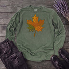 Patchwork Maple Leaf Long Sleeve T-Shirt