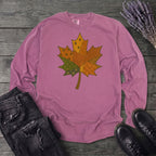Patchwork Maple Leaf Long Sleeve T-Shirt