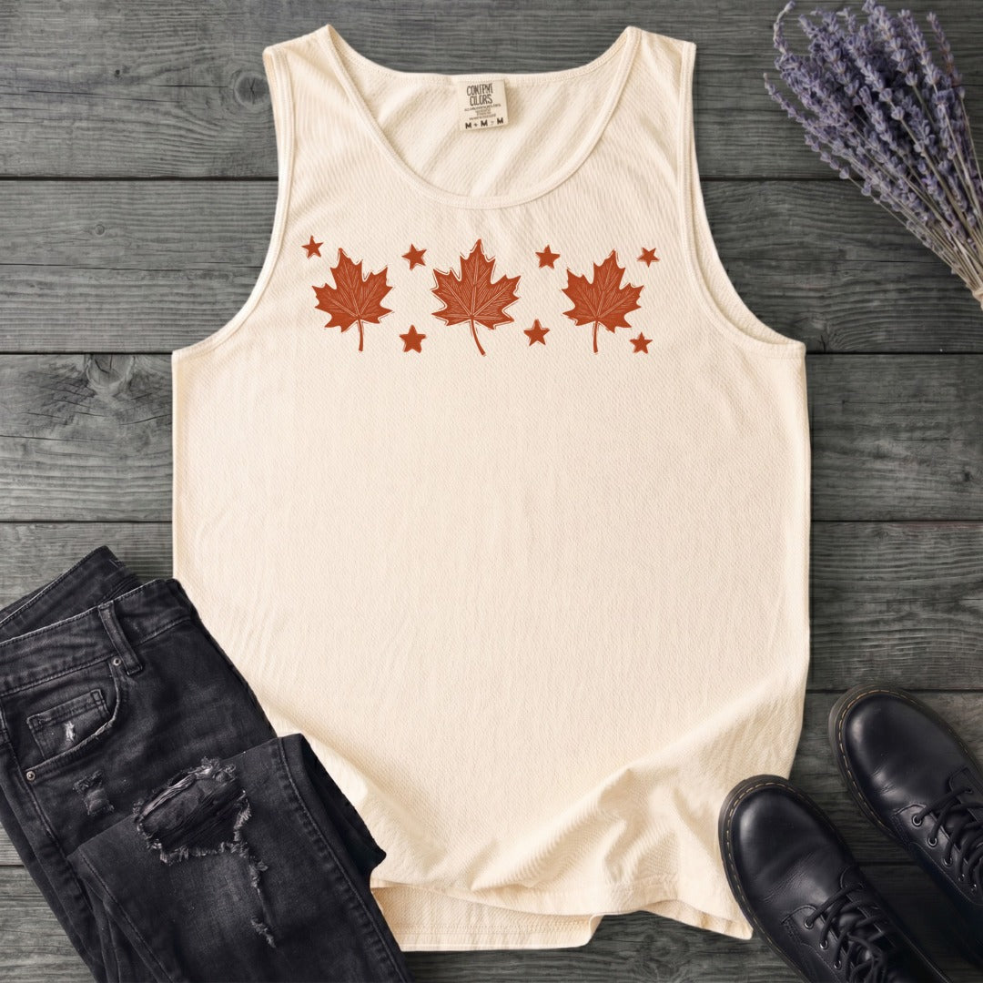 Autumn Leaves And Stars Tank Top