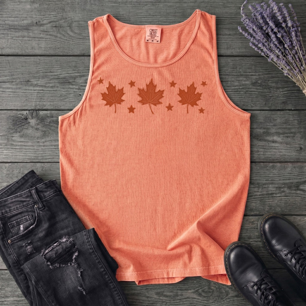 Autumn Leaves And Stars Tank Top
