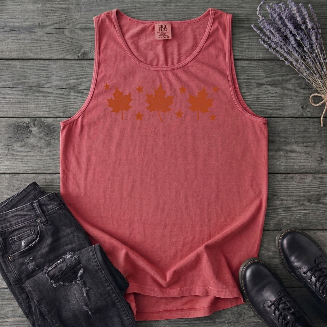 Autumn Leaves And Stars Tank Top