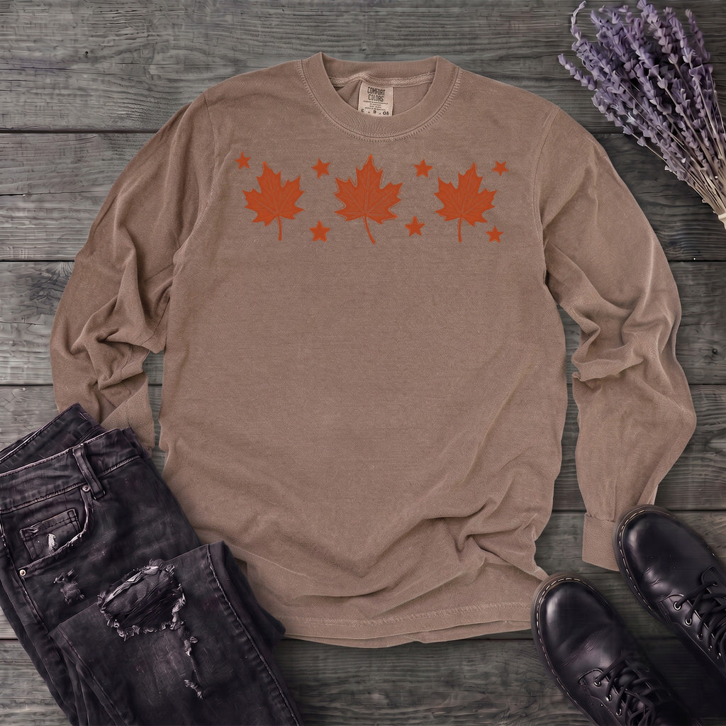 Autumn Leaves And Stars Long Sleeve T-Shirt