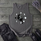 black cat pouncing on moon phases Tank Top
