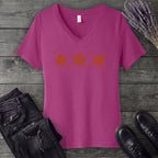 Autumn Leaves And Stars V-Neck T-Shirt