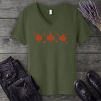 Autumn Leaves And Stars V-Neck T-Shirt