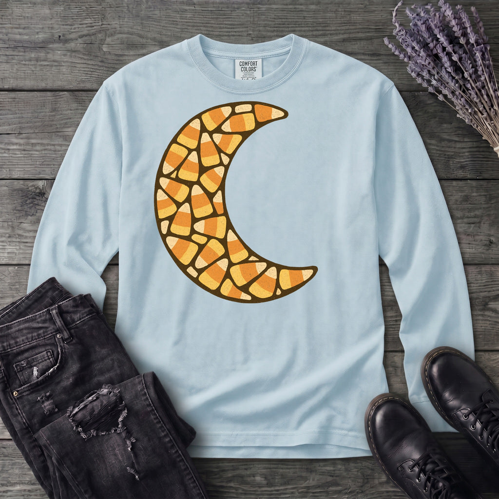 Candy Corn Crescent Moon Long Sleeve T-Shirt