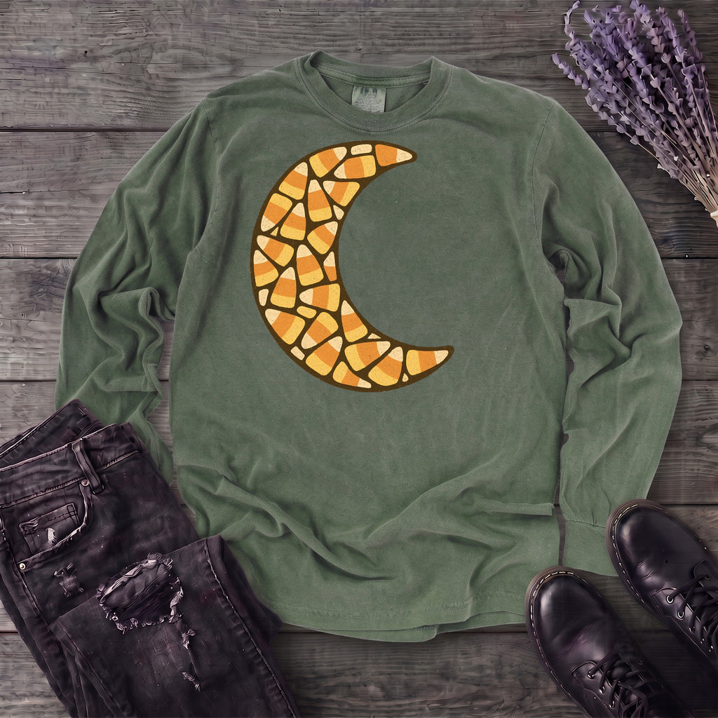 Candy Corn Crescent Moon Long Sleeve T-Shirt