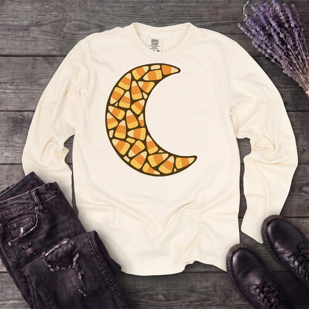 Candy Corn Crescent Moon Long Sleeve T-Shirt