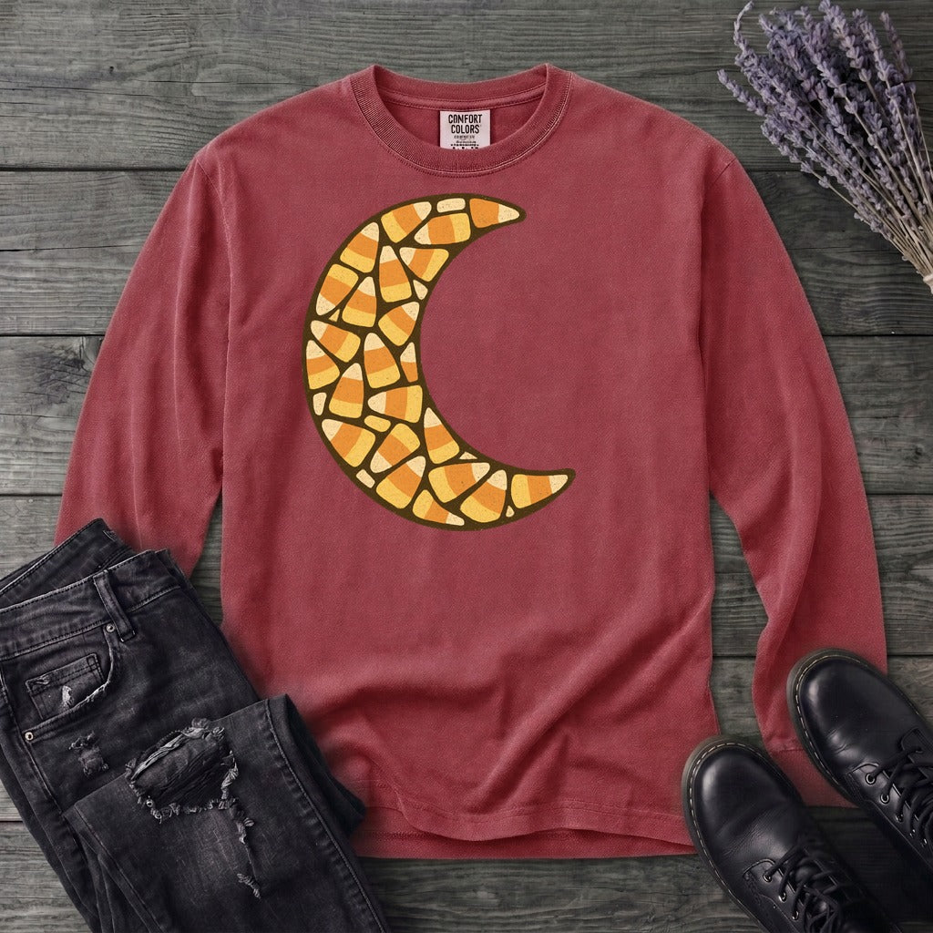 Candy Corn Crescent Moon Long Sleeve T-Shirt