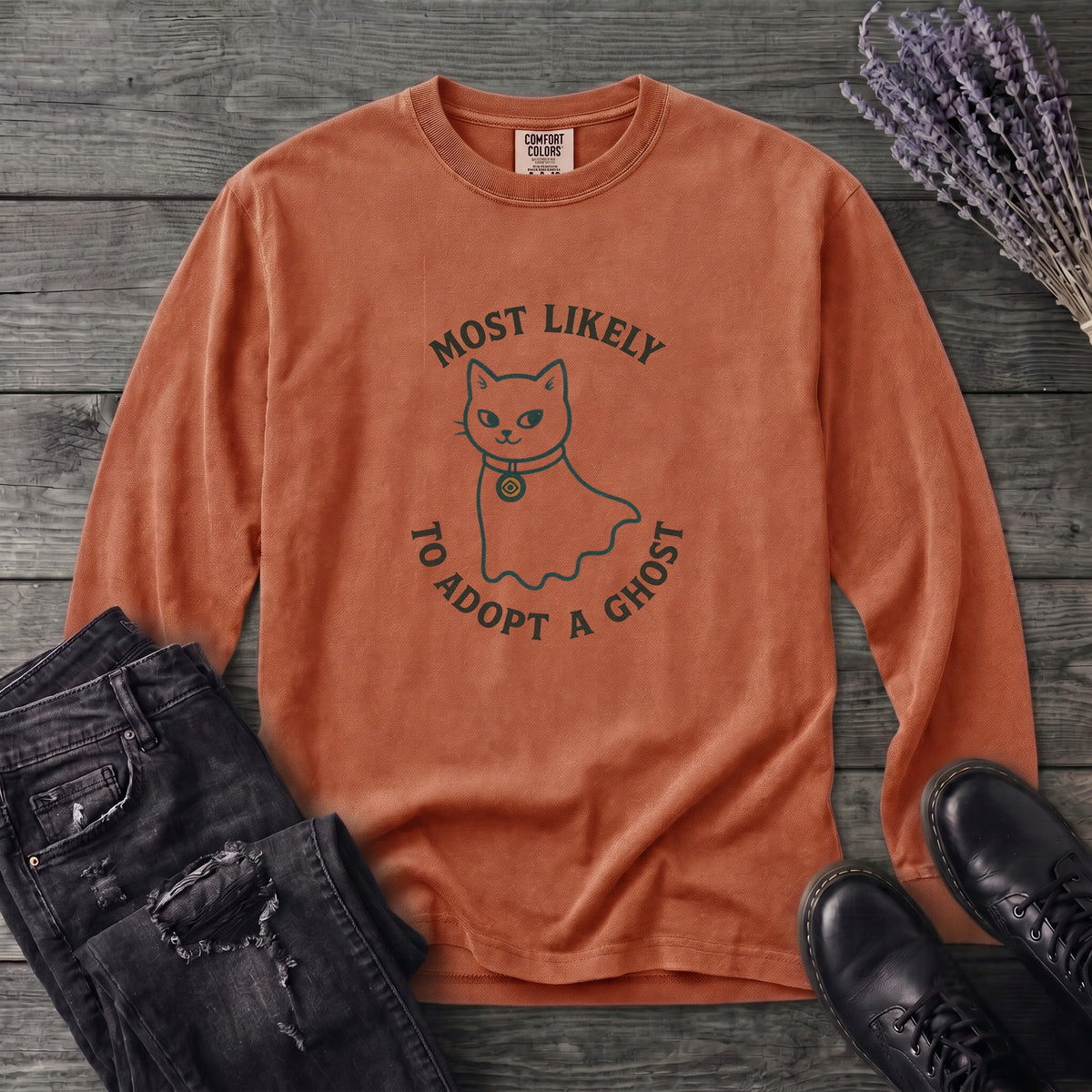 Most Likely To Adopt A Ghost Cat Long Sleeve T-Shirt