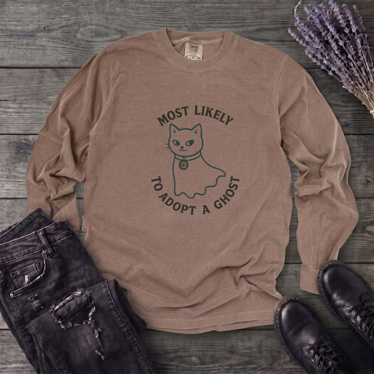 Most Likely To Adopt A Ghost Cat Long Sleeve T-Shirt