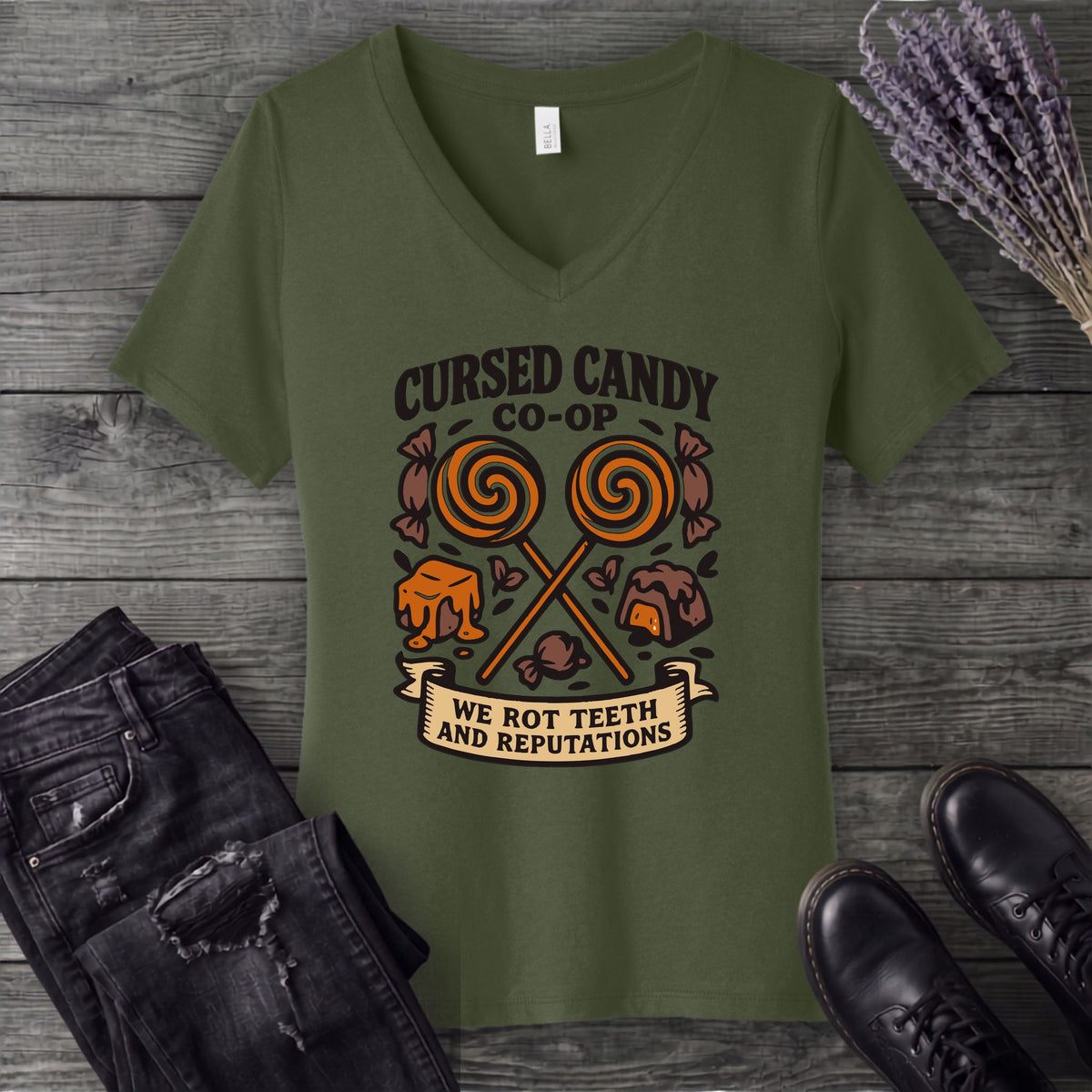 Cursed Candy Co Op V-Neck T-Shirt