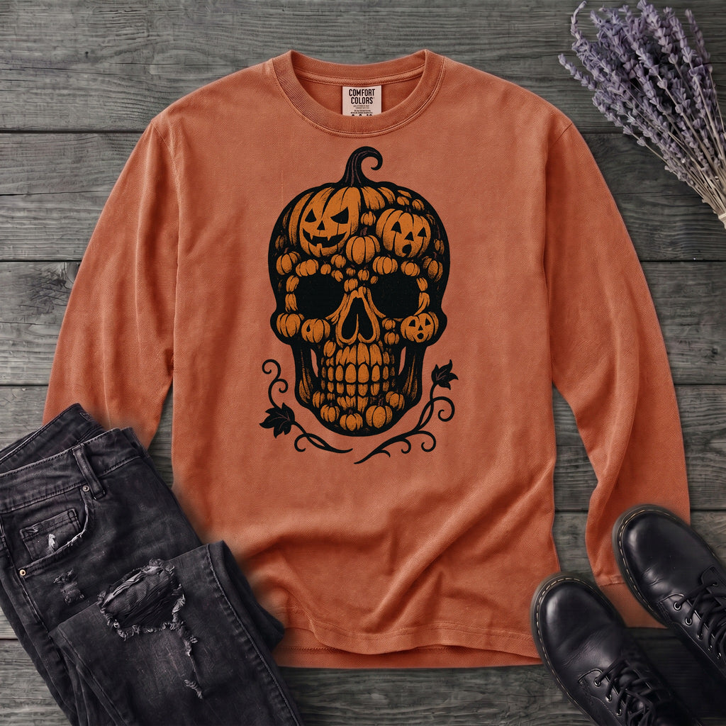 Pumpkin Skull Long Sleeve T-Shirt