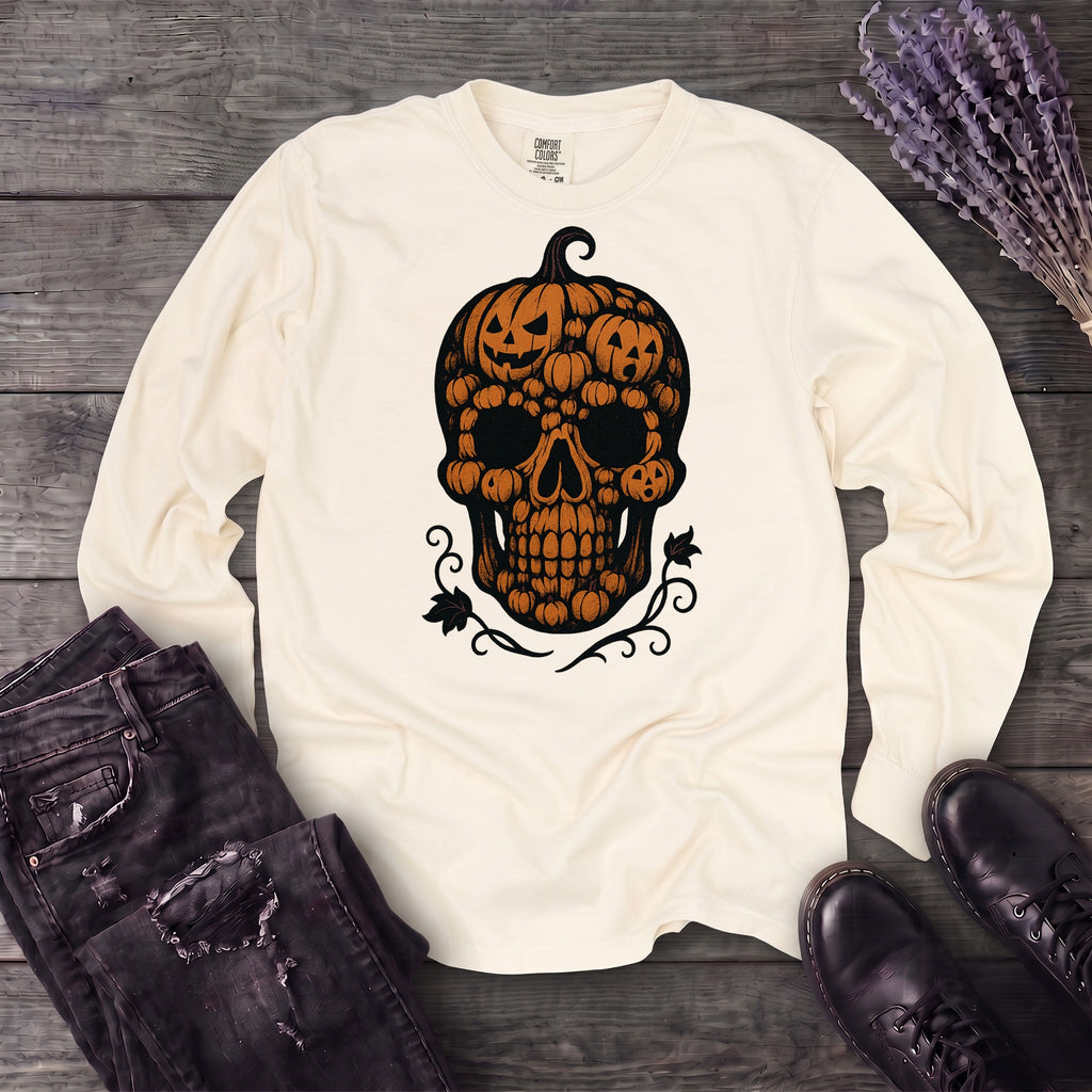 Pumpkin Skull Long Sleeve T-Shirt
