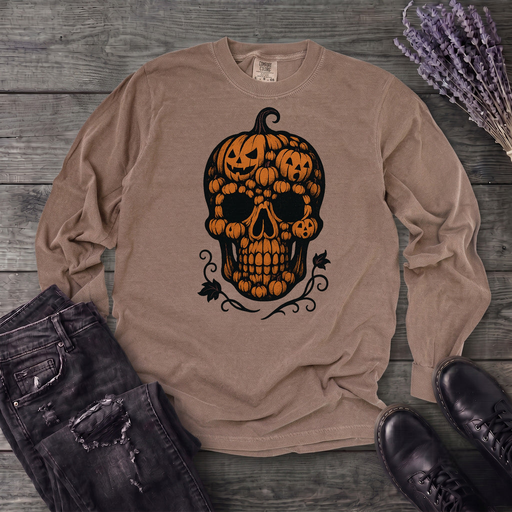 Pumpkin Skull Long Sleeve T-Shirt