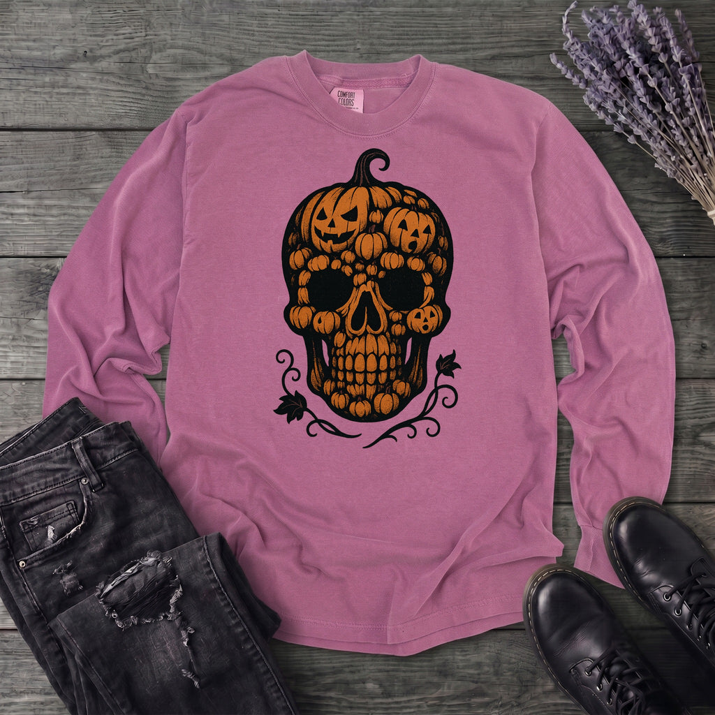 Pumpkin Skull Long Sleeve T-Shirt
