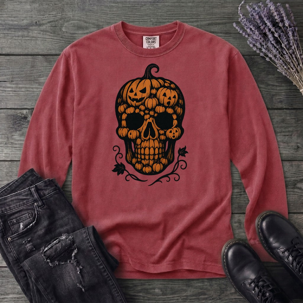 Pumpkin Skull Long Sleeve T-Shirt