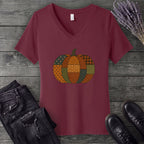 Patchwork Pumpkin V-Neck T-Shirt