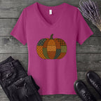 Patchwork Pumpkin V-Neck T-Shirt