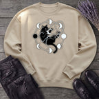 black cat pouncing on moon phases Sweatshirt