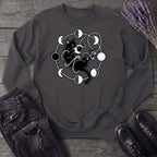 black cat pouncing on moon phases Sweatshirt