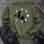 black cat pouncing on moon phases Sweatshirt