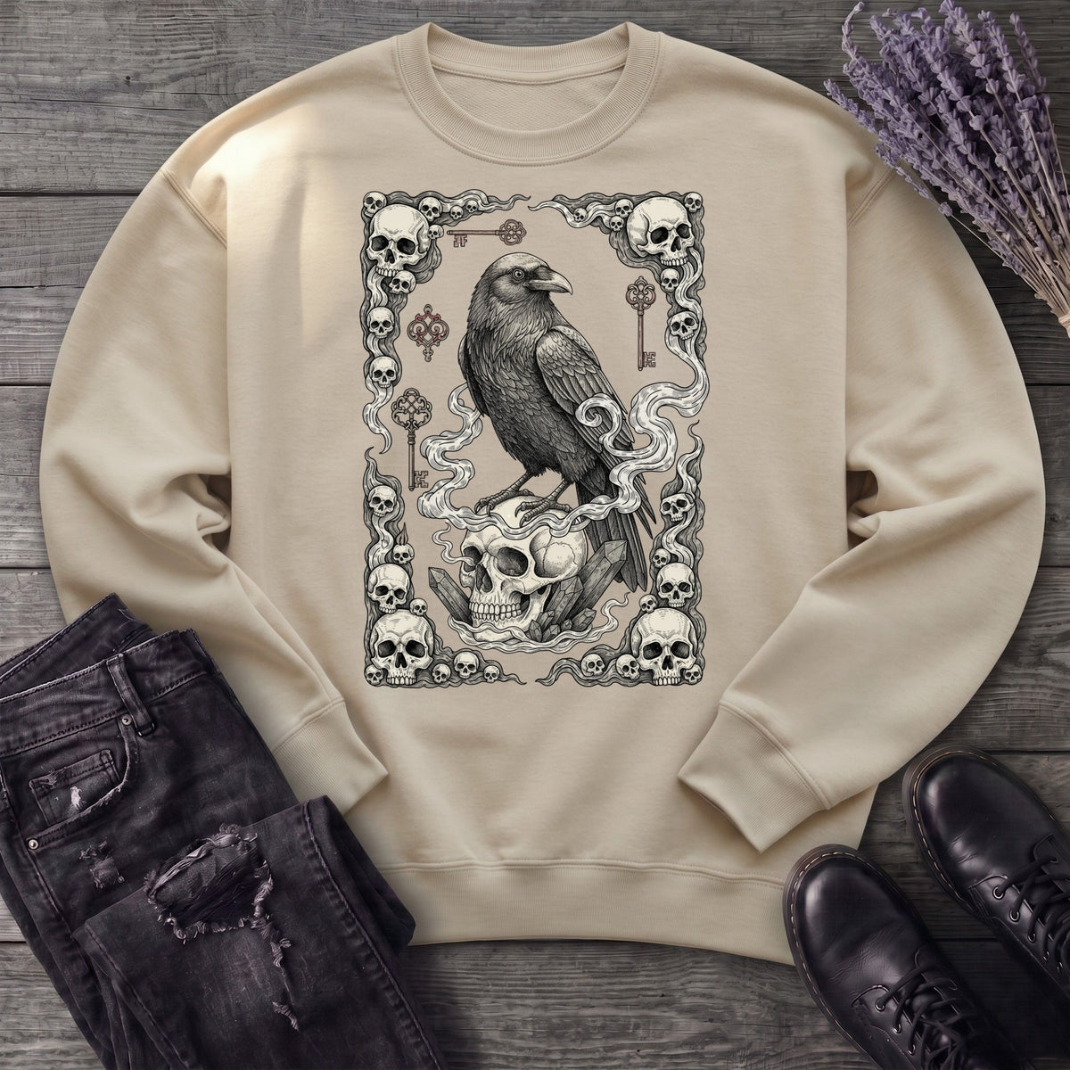Raven Skull Card Sweatshirt