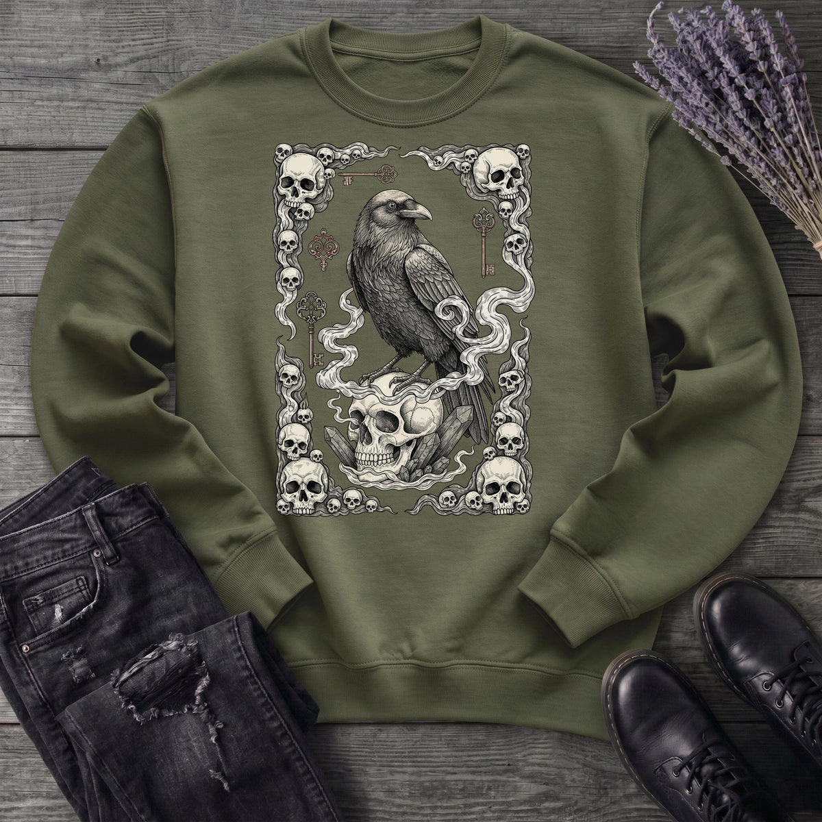 Raven Skull Card Sweatshirt