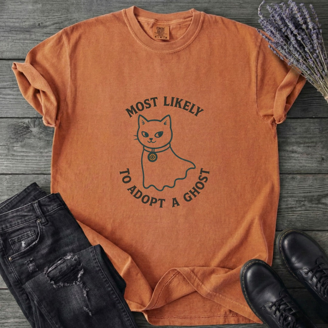 Most Likely To Adopt A Ghost Cat T-Shirt