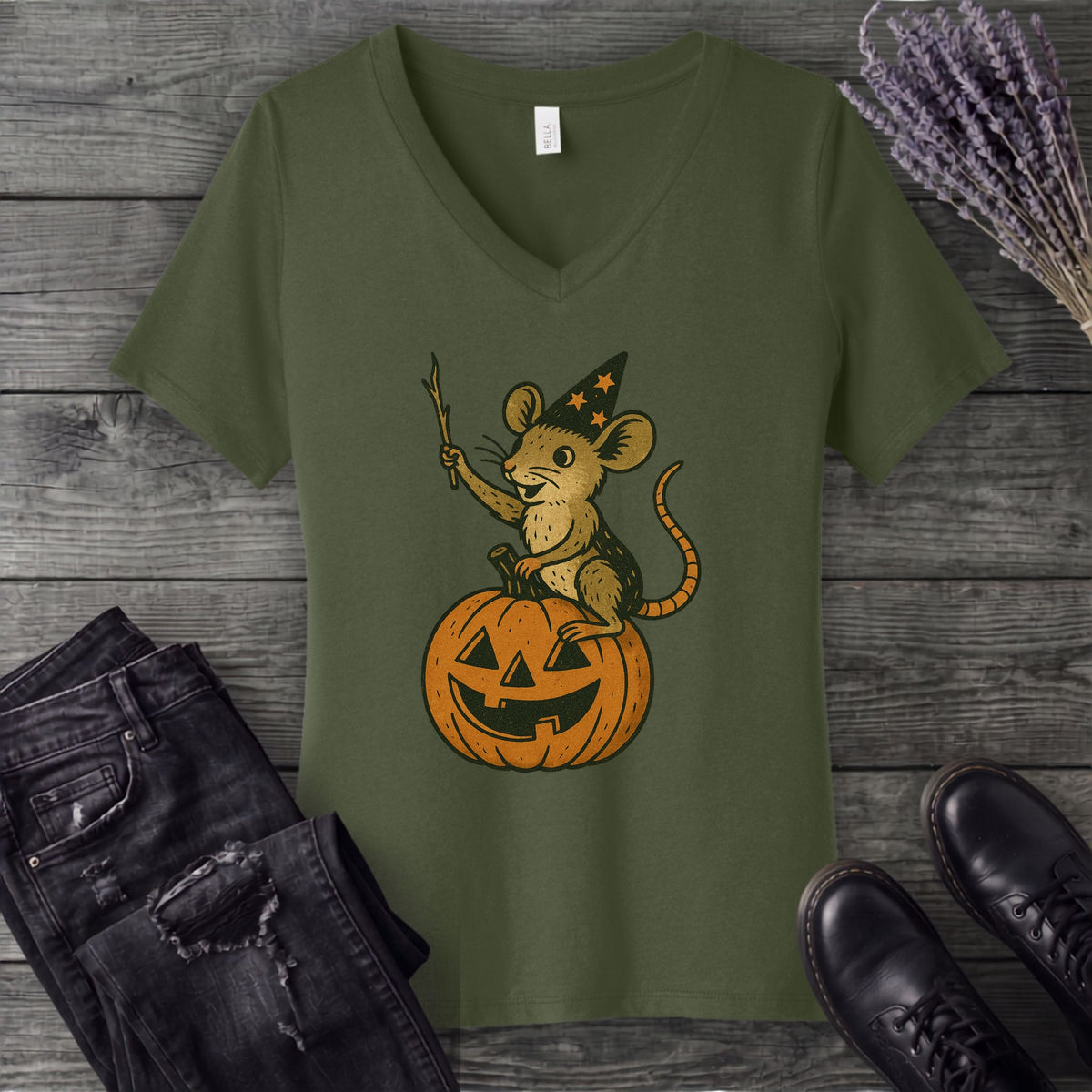 Mouse Witch V-Neck T-Shirt