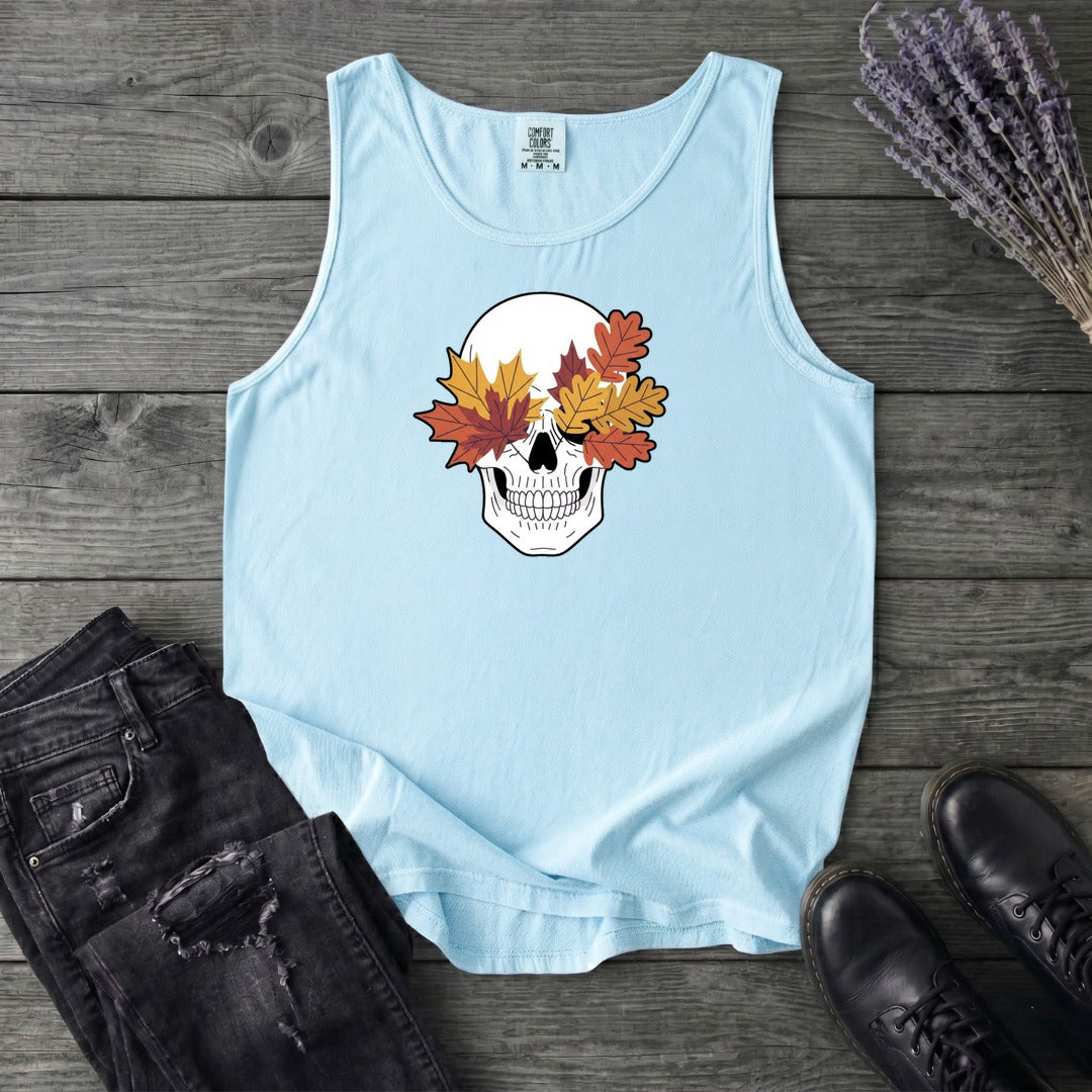 Fall Leaf Skull Tank Top