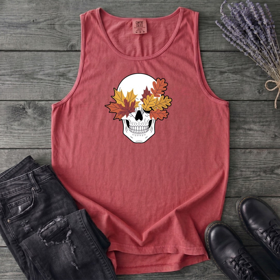 Fall Leaf Skull Tank Top