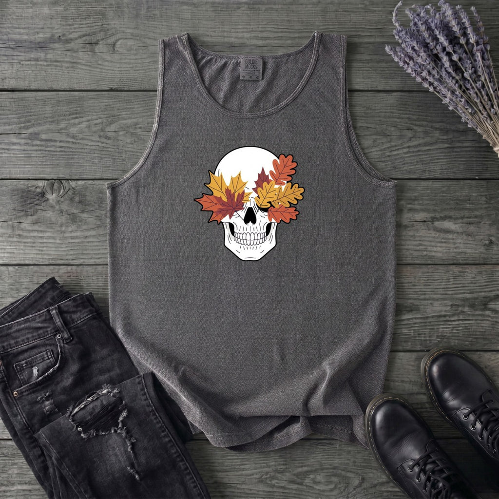Fall Leaf Skull Tank Top