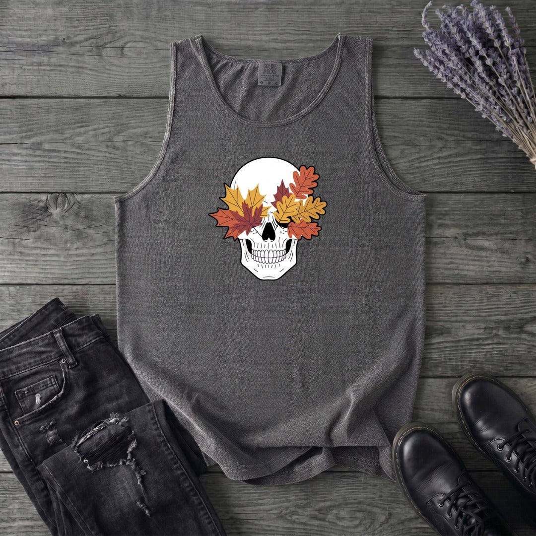 Fall Leaf Skull Tank Top