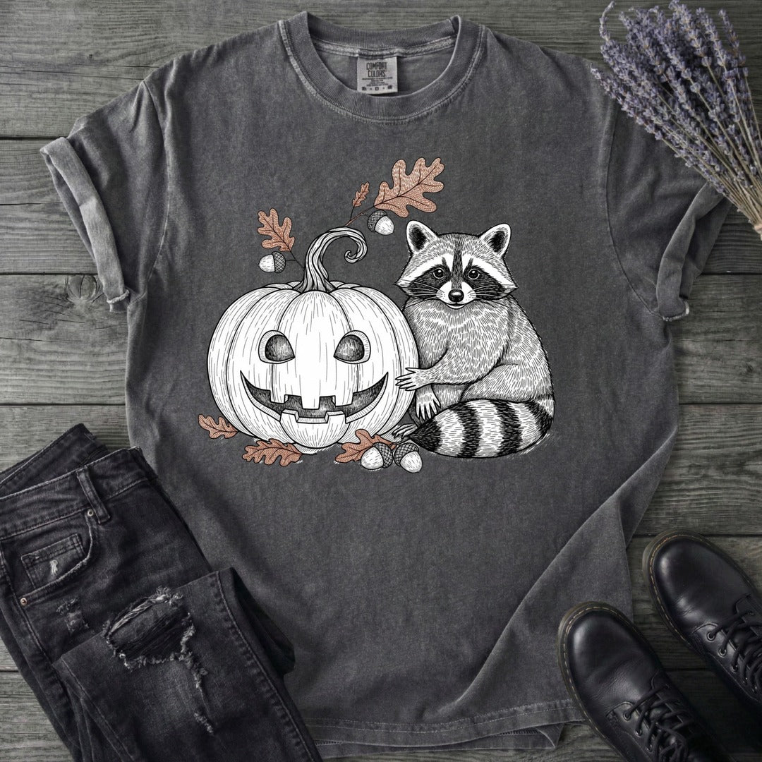 Raccoon And Pumpkin T-Shirt