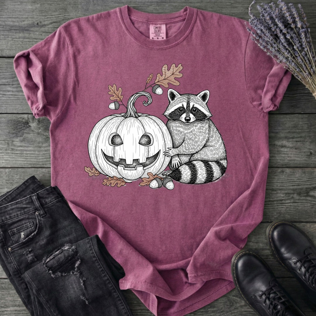 Raccoon And Pumpkin T-Shirt