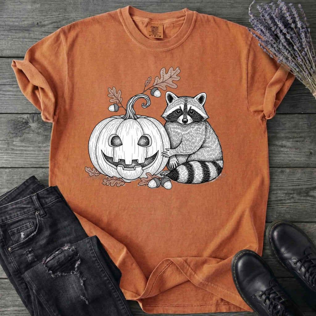 Raccoon And Pumpkin T-Shirt