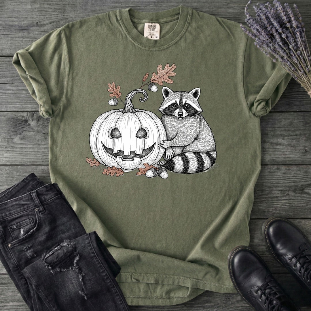 Raccoon And Pumpkin T-Shirt