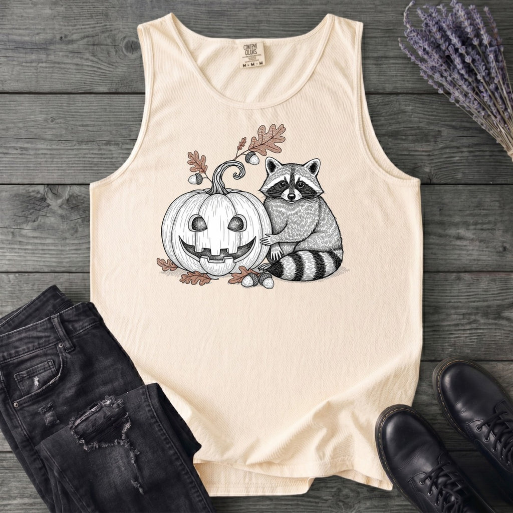 Raccoon And Pumpkin Tank Top