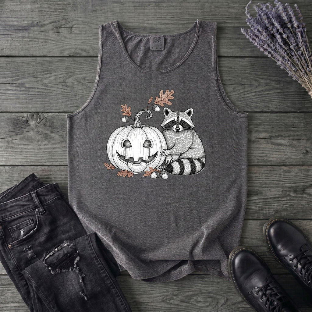 Raccoon And Pumpkin Tank Top