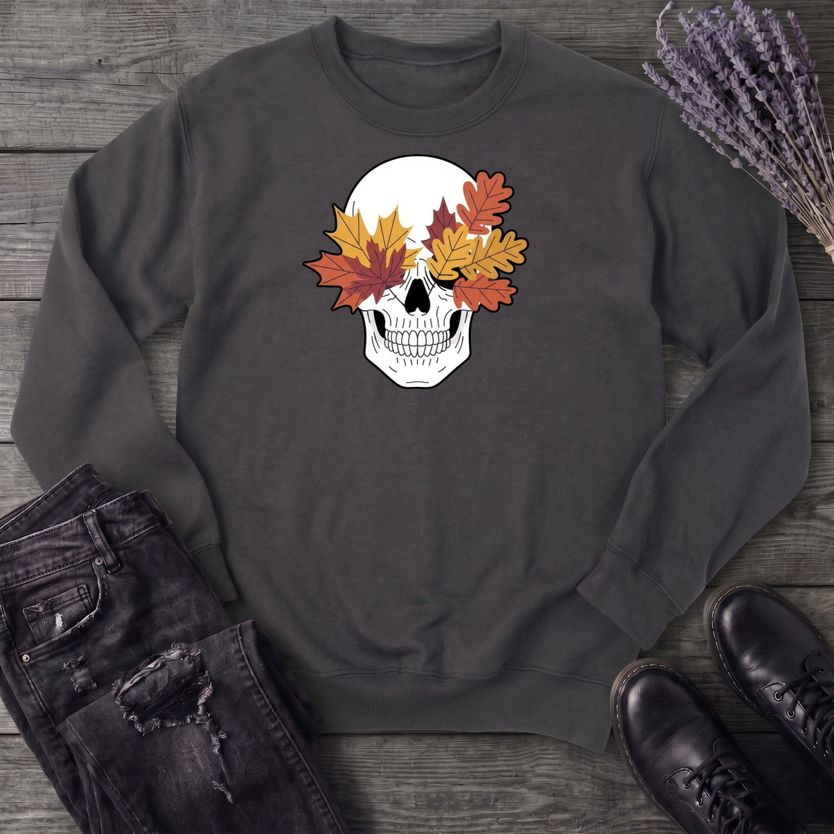 Fall Leaf Skull Sweatshirt