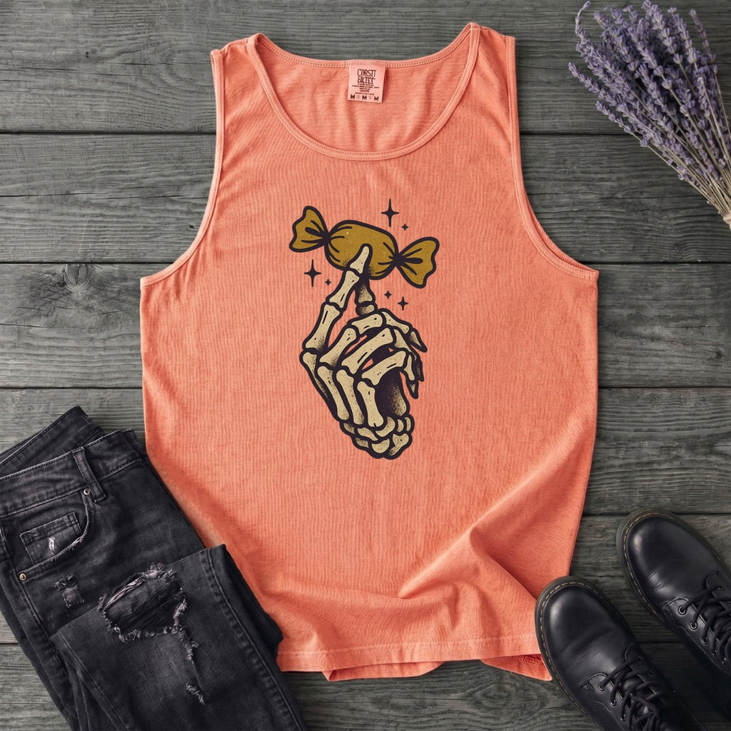 Skeleton Hand Holding Candy Tank Top